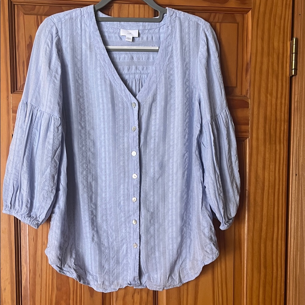 J Jill Light Blue Button-Up Women's Top